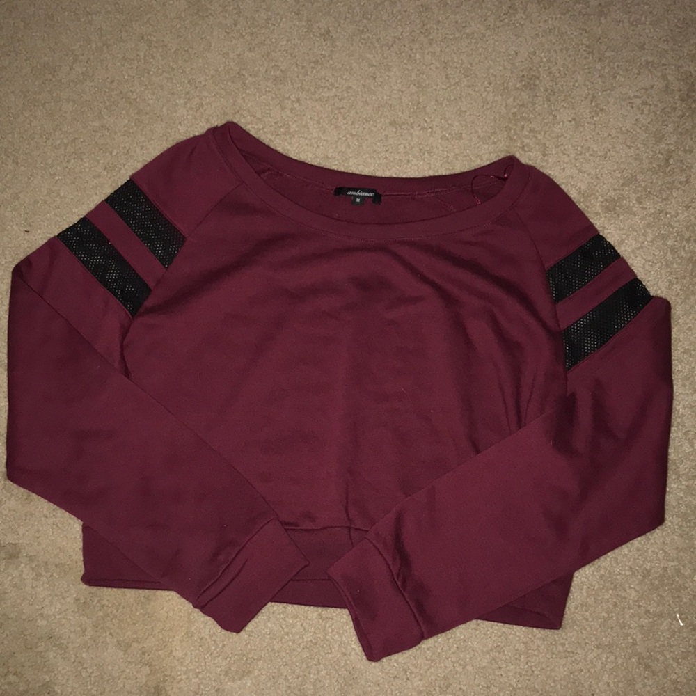Maroon long sleeve crop top